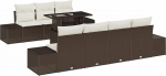 Rantry Diivan komplekt mit Kissen 8 tk Braun und Creme Poly-Rattan Gartenm&ouml;bel Model3349124