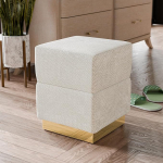 Furniture of America Renzo Modern 15-tolline &scaron;enillist kuubikuubik koos hoiukambriga ja roostevabast terasest alusega Makeup Stool Tool Small Footstock for Bedroom Living Room Entryway Beige