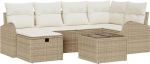 Rantry 7-teiliges Garten Sofa Set mit Kissen Beige Poly Rattan Gartenlounge Model3359090