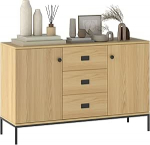 HOMCOM K&ouml;&ouml;gi puhvetim&ouml;&ouml;bel 2 kappi Reguleeritav riiul 3 sahtlit Kaasaegne stiil M&otilde;&otilde;tmed 120L x 39.5L x 77H cm