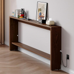 uofgcru Schmaler Konsolentisch, Eingangstisch, Holzsofatisch, Beistelltisch mit Kabeldurchf&uuml;hrung, Akzenttisch for den Flur, Flurtisch for Flur und Wohnzimmer(Dunkler Walnusston - 150x10x69cm)