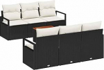 7-teiliges Garten Sofa Set mit Kissen Schwarz Poly Rattan Akazie Gartenlounge Model3347649