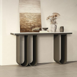 Sajandi keskpaiga mustast marmorist moodne konsoollaud - kitsas sissep&auml;&auml;su diivan ja aktsentlaud esikusse ja elutuppa - stiilne 100cm disain.