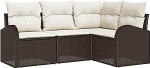 4-teiliges Garten Sofa Set mit Kissen in Braun aus Poly Rattan Gartenlounge Model3346018