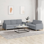 2-TLG. Sofagarnitur mit Kissen Diivan Wohnzimmer Sitzgruppe Wohnzimmer Sofa Set Sofas F&uuml;R Wohnzimmer Hellgrau Stoff - 3202118