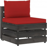Fasba Modulares Mittelsofa mit Kissen Grau Impr&auml;gniertes Holz, Polstersofa Moderne Relax-Couch f&uuml;r Wohnzimmer Schlafzimmer Hobbyraum3068126