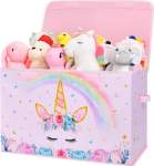 WERNNSAI Unicorn Storage Box with Lid - Children's Toy Box 64 x 32 x 40 cm Toy Clothes Books Storage Toy Box with Handles for Girls Nursery Nursery
