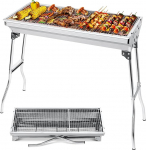 AGM Charcoal Barbecue Camping Grill Charcoal Folding Grill Portable Barbecue for Camping Garden Picnic Party 73 x 33 x 71 cm for 5-10 People