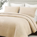 Whale Flotilla voodiplaat, voodipesu 220 x 240 cm, mikrokiust voodipesu koos 2 padjap&uuml;&uuml;riga, pehme ja kerge voodipadi triibumustriga igaks aastaajaks, beež v&auml;rviga.