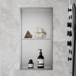 Du&scaron;&scaron; roostevabast terasest 60 x 30 x 10 cm (30 x 30 x 10 cm, 30 x 30 x 30 x 10 cm) Double Riiulid Wall Recess Shower Storage for Bathroom Storage Overmount Installation Nano Silver