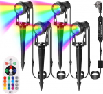 B-right RGB aia valgustus koos toitega, 4 aia valgustuse LED &otilde;ues koos pistikuga, IP65 veekindel aiavalgustus maapinnal, aiavalgustus kaugjuhtimispuldiga, aialamp muru, tiigi, tee jaoks