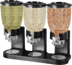 Topeltm&uuml;sli dosaator - suupiste dosaator - m&uuml;sli dosaator, maisihelveste dosaator - topelt dosaator maiustuste ja kuiva toidu jaoks, 2-liitrine kommidosaator (must: 3 sektsiooni)