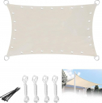 YedZen Balcony Awning 3 x 4 m, Waterproof Sun Protection Rectangular Awning with Eyelets and Rope, UV Protection Cream Colours Awning Fabric for Balcony Garden Patio