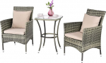 GIANTEX Balcony Furniture Small Balcony, Rattan Garden Furniture Set, Bistro Table with 2 Chairs, Balcony Furniture Set 3 Pieces Including Cushions, Balcony Furniture for Small Balcony, Balcony Set 2