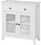 SoBuy FSB05-W Chest of Drawers Sideboard Kitchen Cabinet with 2 Drawers and 2 Glass Doors Hallway Cabinet Living Room Cabinet B80XT32XH86 cm White