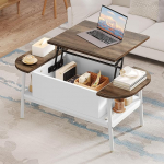 YITAHOME Coffee Table with Lifting Plate, Living Room Table Height Adjustable with Hidden Storage Compartment, Elliptical Side Table with Storage Space for Home Office, Sofa Tables Living Room, 100 x
