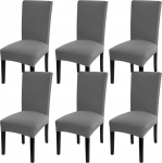 Skingwa Chair Covers for Dining Room Chairs, Stretch Chair Covers, Set of 6 (Grey)