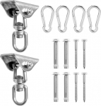 JUNGLE WELL Heavy Duty Swing Hangers, 500kg v&otilde;imsus, 360 kraadi p&ouml;&ouml;rlev roostevabast terasest kiikede konksud, riistvara betoonile, puidust komplektidele, v&otilde;rkkiik, tool, m&auml;nguv&auml;ljaku varustus, raske kott (2 komplekti)