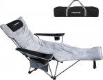 Keencamp Camping Chair Kokkupandav 4-suunaline reguleeritav kergekaaluline katusetool Kalastustool Kokkupandav kuni 120 kg eemaldatava jalatoega Puuvillane padjapadi Kahepoolne k&auml;etugi Taskud Mustad