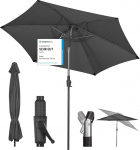 Sekey&reg; 270 cm p&auml;ikesevari v&auml;ntv&otilde;lli ja automaatse kallutusega, turuvari terrassile, r&otilde;dule ja aeda, tuulekindel, stabiilne, UPF 50+, hall, &uuml;mmargune, &uuml;mmargune