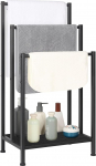 Freestanding Towel Rack, 3 Tier Metal Towel Holder, Ceiling Stand, Stand for Bedroom, Standing Towel Rail, Black, Bath Towel Holder, Stand Floor for Bathroom, Floor,