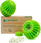 aecodune Innovatiivne kuivatuspall, 2 x korduvkasutatavad kuivatuspallid, l&uuml;hendab kuivatusaega, pesupehmendaja ja pesu l&otilde;hnaained, looduslikud koostisosad ja &ouml;konoomsus