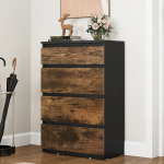 YITAHOME puidust kapp magamistoas kaasaegne 4 sahtlit magamistoam&ouml;&ouml;bel magamistoam&ouml;&ouml;bli hoiukapp l&uuml;kanduksed 92 x 33 x 60 cm (must roostiline pruun)