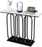 COSTWAY Konsoollaud marmorse v&auml;limusega, sissep&auml;&auml;sulaud kitsas metallraamiga, konsoolne k&uuml;ljelaud elutuppa, esikusse, magamistuppa, sissep&auml;&auml;suks, 100 x 30 x 80 cm, valge ja must