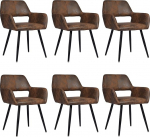 MEUBLE COSY s&ouml;&ouml;gitoa toolid 6-st k&ouml;&ouml;gitoolist koosnev komplekt Polsterdatud toolid k&auml;etoedega Vintage kunstmokkast istmega elutoa tool metallist jalad