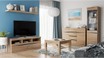 Elutoa komplekt 5-osaline TV Lowboard seinaplaat Sideboard Vitriinkapp klaasist alusega valgustusega kohvilaud 75 x 75 cm Tamm Wenge Nb.