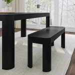 Plank+Beam CONTOUR BENCH MODERN ROUNDED 46" DINING BENCH FOR 60" KITCHEN TABEL BLACK