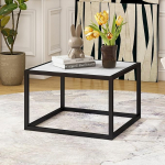 Elutoa laud, kohvilaud, puit, v&auml;ike laud, metallist k&uuml;ljelaud, ristk&uuml;likukujuline elutuppa, laud, k&uuml;ljelaud, lihtne kokkupanek, metall, 60 D x 60 W x 40 H cm, valge