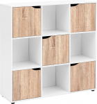 FineBuy Soma Seisev riiul 89 x 91 x 29 cm 9-kohaline raamaturiiul Sonoma 5 uksega k&uuml;ljepaneel Modernne kuubikriiul Ruumijaotur Esikabinet Avatud kuubikriiul elutoa riiulisse