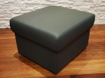 Quattro Meble Dark Grey Real Leather Stool Foldable with Storage Space Stool Cowhide Seat Cube 60 x 55 cm Foot Stool Upholstered Stool Real Leather Puff