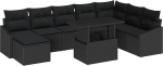 9 osaliges Garten Sofa Set mit Kissen Schwarzes Poly Rattan Gartenlounge Model3349059