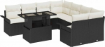 9-teiliges Garten-Sofa-Set mit Kissen schwarzes Poly-Rattan Gartenlounge Model3348253