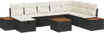 9-teiliges Garten Sofa Set mit Kissen Schwarz Poly Rattan Gartenlounge Model3359659