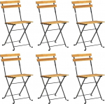 vidaXL kokkupandavad aiatoolid 6 t&uuml;kki terasest ja t&auml;ispuidust akaatsia tool, &otilde;uem&ouml;&ouml;bel, aiam&ouml;&ouml;bel, s&ouml;&ouml;gitool, patio tool, v&auml;litingimustes m&ouml;&ouml;bel