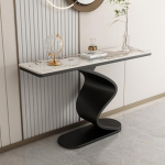 Generisch Moderner rechteckiger Konsolentisch aus Steinplatten, schmaler dekorativer Sofatisch, schmaler Beistelltisch f&uuml;r das Wohnzimmer, f&uuml;r Eingangsbereich, Diele, Flur (Schwarz - 1150 cm/59 Zoll)