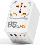 TESSAN 65 W GaN reisiadapter kogu maailmas, kiirlaadimisadapter, reisipistik kogu maailmas 2 USB C, 2 USB A, reisiadapter EL USA UK Itaalia Jaapan Tai Austraalia Kanada