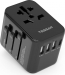 TESSAN reisiadapter maailmas, universaalne reisipistik 3USB, 1USB C ja 1AC pistikupesa, rahvusvaheline pistikupesa adapter, universaalne adapter Saksamaa, USA, Inglismaa, Itaalia, Austraalia jaoks, mustas toonis