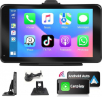 Podofo Wireless Carplay & Android Car Portable Car Radio, 7-tolline autoraadio stereo Bluetoothiga, vertikaalne tuuleklaasi kinnitus armatuurlauale v&otilde;i iminapakendi kinnitusele