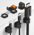 6 pakki Sinjimoru magnetilisi kaabliklambreid, kompaktne kaablikorraldaja ja kaablijuhtimine laua, voodi ja auto jaoks, sobib kuni 7,5 mm kaablitele, mustas toonis