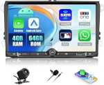 4+64G Android 15 autoraadio VW Golf 5 6 Polo Passat Seat Touran Skoda Tiguan, 9-tolline puuteekraan juhtmevaba CarPlay Android Auto Bluetooth 5.0 Navi GPS WiFi 32EQ FM / RDS tagurdamine