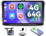 4G + 64G Android 15 autoraadio VW Golf Passat Tiguan Polo Caddy Skoda Seat, traadita CarPlay ja Android auto, 9-tolline puuteekraaniga raadio Bluetooth GPS WiFi RDS/FM SWC mikrofoniga