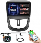 Qualcomm 8 Core 4 + 64 GB Android 15 autoraadio Peugeot 207 2005-2015 traadita Carplay Android auto, 9-tolline puuteekraaniga raadio 3D automudel/jahutusventilaator/GPS/BT/WiFi/Reversioonikaamera/DSP/FM/RDS/SWC/Mic
