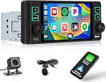 Autoradio 1 din mit Display 5.1 Zoll Wireless Carplay Android Auto, Radio Bluetooth 1 din mit Mirror Link FM Radio USB Type-C Tagfahrkamera Mic