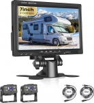 Podofo AHD auto tagurduskaamera 7-tollise monitoriga veekindel &ouml;&ouml;n&auml;gemine 2 kaamerat / 10 + 15 m kaabel, kaabliga tagurduskaamera Ket koos parkimisabiga reguleeritav peegel veoautodele ja haagissuvilatele