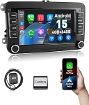 ESSGOO Android 15 4 + 64G Wireless CarPlay Android autoraadio VW Golf MK5 MK6 Polo Caddy Passat Seat RCD330, 2 DIN Bluetooth raadio 7-tollise puuteekraaniga FM RDS GPS WiFi navigatsiooniga