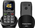 artfone C1+4G vanemate mobiiltelefon ilma lepinguta, pension&auml;ride mobiiltelefon suured nupud, 1800 mAh aku mobiiltelefon eakatele, SOS-nupp, suur nupp mobiiltelefon koos laadimisjaamaga, aeg